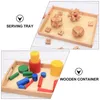 Teller Tablett Handwerk Container Holzgriff Dessert Behälter Kinder Grill Playset Holzorganisator Crafting Storage