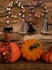 Feestdecoratie 2 stks/set Halloween houten kraal Garland kralen ornament met kwastjes boerderij kralen muur heksen hoed