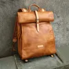 Backpack Mens Cow Leather Bag Art Travel Retro Brown Moda Sports Military Macks Macks