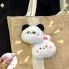 Keychains Lanyards Squeak Cartoon Fluffy Panda Bear Keychain Cute Rabbit Fog Chick Plush Doll Toy Pendant Backpack Bag Hanging Decor Girls Gift