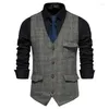 Gilet pour hommes rétro Gire Arrivée Plaid Plaid Pockets Banquet du bar à loisirs British Vintage Gentleman Gentleman Tweed British Vintage Gentleman.