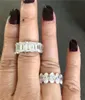 Eternity Promise Ring 925 Sterling Silver Emerald Cut 5A CZ Engagement Bands de mariage Anneaux pour femmes bijoux de mode nuptiale1337228
