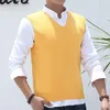Gilet pour hommes Pull d'hommes Viete coréenne V Col Neck Business Casual Fitted Version Pullover Sans manches en tricot de mode masculine en tricot