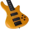 Guitare Gold Color 5 String Electric Bass Guitar Solid Basswood Body 43 pouces basse guitare avec cou en érable canadien avec un peu de défaut