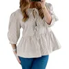 Blouses pour femmes Puloru Half Puff Sheve Open Front Tie Shirts pour le travail décontracté Spring Summer