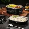 Box da pranzo in acciaio inossidabile Business portatile Simple Compartment Bento Box Cucina Contenitori per alimenti a perdita di perdite per uomini Fitness Meal