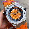 Ikonische AP -Armbanduhr Royal Oak Offshore -Serie Automatische mechanische Tauchermischung wasserdichtes Stahl Gummigürtel Datum Display Männer Uhr 15710st.OO.A070CA.01