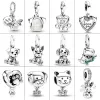 925 Silver Charm Heart Dog Double Charme Pet Pet Pipy Dog Charme Charme Fit Bracelet Femme Bijoux DIY