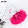 Girl Baby Set White Long Marine Cartoon un an Sweetheart Malf Malp Baby Baby Top Princess Robe