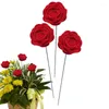 Decorative Flowers Realistic Red Roses Artificial Dark Fake Long Stem Silk Rose & Exquisite Flower