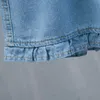 Pantalon court pour la femme pour porter des shorts pour femmes de taille élastique en denim à mi-longueur kawaii jean à volants mignons bermuda mi-extérieur 240415