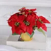 Decorative Flowers Artificial Potted Flower Realistic Christmas Reusable Desktop Ornaments For Xmas Party Supplies