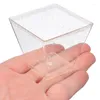 Disposable Cups Straws 10Pcs Mini Square Dessert Cake Cup Cube Plastic Transparent Spoons Fork Wedding Party Food Holder Supplies