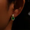Studörhängen Roxi 925 Sterling Silver Green Zircon Piercing Earring For Women Korean Party Daily Wear Drop Smyckesgåvor Bijoux Femme