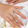 Anelli a grappolo 2 anello di muschio da 4 mm per donne 925 sterling in argento oro oro rettangolare smeraldo taglio a taglio di laboratorio diamante eternità