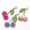 Keychains Lanyards Fruit Keychains Car Cute Cherry Bag Key Chain Fur Ball Plush Doll Cartoon Pendant Creative Accessories Pompom Keychain