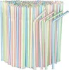 Drinking Straws 200pcs Plastic Flexible 8" Long Stripes Multiple Colors Suitable For Various Drinks Juice