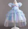 Abiti da pompadour per bambini 2024 abiti da torta a maglie arcobaleno ragazze mostrano una gonna per bambini in abito principessa