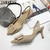 Chaussures habillées concepteur classique Real Suede en cuir haut talon Slingbacks Backle Strap Dec Dames Brand Pompes pour femmes