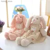 دمى Plush Creative Funny Rabbit Dolls 38cm 48cm محشوة ألعاب أرنب أرنب ناعم يرتدي فستان جميل للأطفال هدية عيد ميلاد Y240415