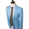 Herenpakken aangepaste zomer linnen man blazer broek 2 knopen bruidegom slijtage formele blauw roze strand bruiloft smoking tuxedos ingekotte revers (jasbroek)