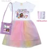 Vestidos de niña Gabbys Dollhouse Girl Cat Cosplay Cosplay Costumos de chicas Bag Kawaii Princesa Princess Disfraz de cumpleaños con bolsa T240415