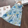 Girl's jurken Bear Leader Summer Girls Jurk Casual Princess-jurken Mouwloze print bloemenkostuums Kids Vestidos Katoen bloemenjurk 2-7Y Y240415Y240417LF55