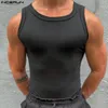 Men Tank Tops Tops Oneck Solid Oneck Workout Fitness Vests Summer STREEWATHEATH ROUS CASUAL ELETIMAIS S5XL Incerun 240415