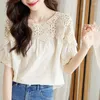 Blouses pour femmes 2024 Sumou Round Couge Top Loose Casual Crective Lace Pullover