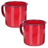 Tasses 2 pcs tasse cadeau en émail tasse de voyage de voyage à boire des verres rouges de bureau rétro