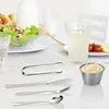 Dinnerware Sets 18pcs Stainless Steel Cheese Butter Scratch Knife Suite Fork -spoon Cup Clip Kitchen Western Steak Tool Accessories