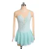 Stage Wear Women Figure Skating Dress Lyrical Dance Performance Costume Sleeveless Rhinestone Open Back Irregular Hem Leotard Ballet