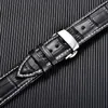 Echte lederen horlogeband met vlinderautomatische gespeld band 18 mm 20 mm 22 mm 24 mm Vervangen Men Banden horloge -accessoires 240415
