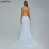 Vestidos de festa Janevini White for Women Classy Long Mermaid Dress Dress Borgonha Lantejouros de Casamento Split de Backless Vestidos formais