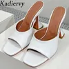 Slippers Sexy High Heels Femmes Square Peep Toe Runway Party Chaussures Femme Summer Sides Cup Crystal Slipprs