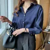 Chemises aux femmes Shirts à rayures Spring Summer Fashion Lotheve Loose Casual Cloue Elegant Tops 2024 Clothes Blusa