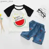 Set di abbigliamento Nuovi vestiti per bambini estivi per bambini ragazzi ragazze magliette di moda pantaloncini 2 pezzi/set abiti per bambini costume da bambino per bambini