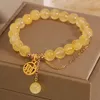 Instagram Korean Yellow Crystal Single Loop Fashion Women's Wealth Word Watermelon Bead Tassel Armband Smycken