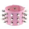 Andra armband rosa färg kvinnliga breda läder armband punk flätad armband för män kvinnor armband charm armband man gotiska smycken240415