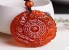 Dragon de cadeau de jade naturel et phoenix potins Red Agate Big Boully Bouddha Ping Un collier de pendentif chanceux chanceux7032204