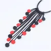 Hangende kettingen yd ydbz zomer mode rood zwart hout gotisch rubberen ketting handgemaakte tassel volkskostuum eenvoudige trui ketting juweel dhjc3