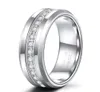 Eheringe 8mm Herren Wolframbänder mit kubischen Zirkonia Trendy Eternity Ring Unisex Eingelegtes Hochpolitur Größe 7136822346