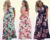 2019 Floral Print Boho Beach sukienki Kobiety długa sukienka Maxi Sukienki damskie sukienki z krótkim rękawem imprezę kobiet sukienkę