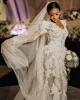 Gorgeous Lace Mermaid Wedding Dresses Bridal Gown Applique Scalloped V Neck Long Sleeves Ruffles Custom Made Sweep Train Plus Size