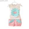 Clothing Sets New Baby Girls Clothing Outfits Brand Summer Newborn Infant Sleeveless T-shirt Shorts 2pc/Sets Clothes Casual Sports Tracksuits Y240415