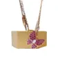 Designer Brand Van Butterfly Necklace 925 Sterling Silver Placed 18k Gold Diamond Set Double Pink Ring Strains with Logo