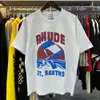 Rhude New 2024 Designer Heren T -shirt Trendy Graphic Gedrukte dameshoens Kleding Rhude Shirt Short Letter Gedrukt los Rhude Shirt Hoogwaardige T -shirt 8978