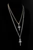 Pendant Necklaces ALLICEONYOU Iced Out Ankh Hip Hop Cross Necklace Jewery Set Cuban Chain Women Gift Link Female Shiny6043906