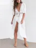 Robes décontractées Style de vacances Micro-transparent Deep V Bikini Murffon Robe