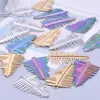 Charms 6pcs Stainless Steel Personality Feather Shape Pendants Earrings Necklace Bracelet Jewelry Metal Leaf Fashion Accessories